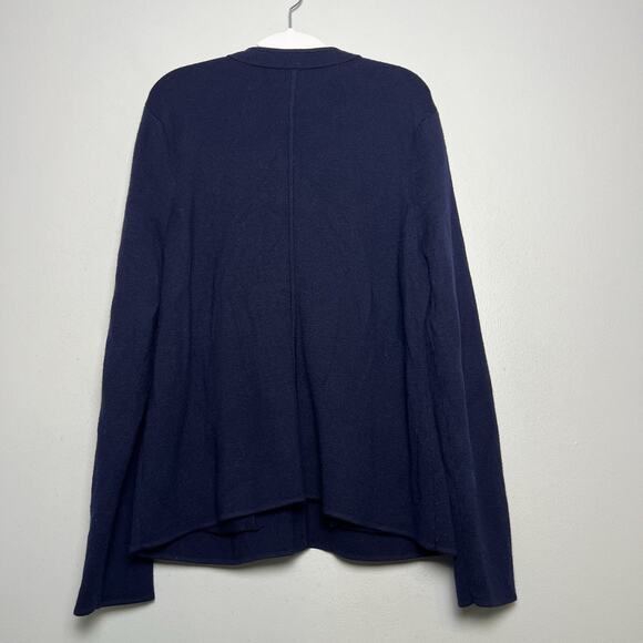 Talbots Womens Button Up Wool Blend Knit Blazer Sz XL Navy Blue Military Preppy - Picture 13 of 16